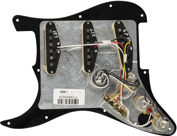 Pre-Wired Strat Pickguard, Tex-Mex SSS, Black 11 Hole PG