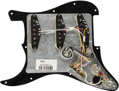 Pre-Wired Strat Pickguard, Tex-Mex SSS, Black 11 Hole PG