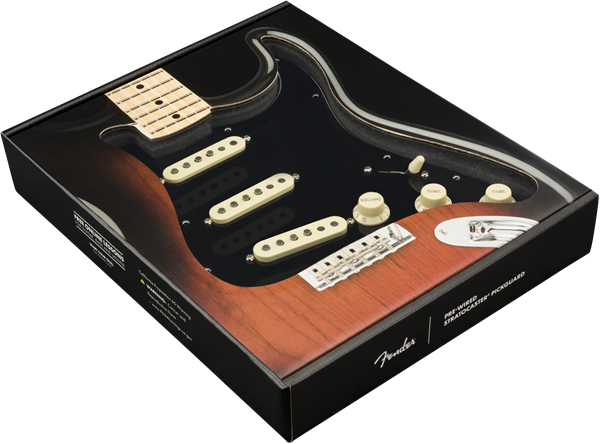 Pre-Wired Strat Pickguard, Tex-Mex SSS, Black 11 Hole PG