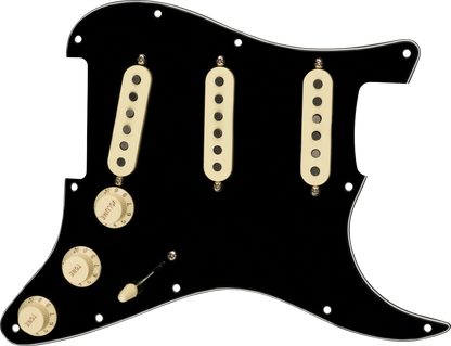 Pre-Wired Strat Pickguard, Tex-Mex SSS, Black 11 Hole PG