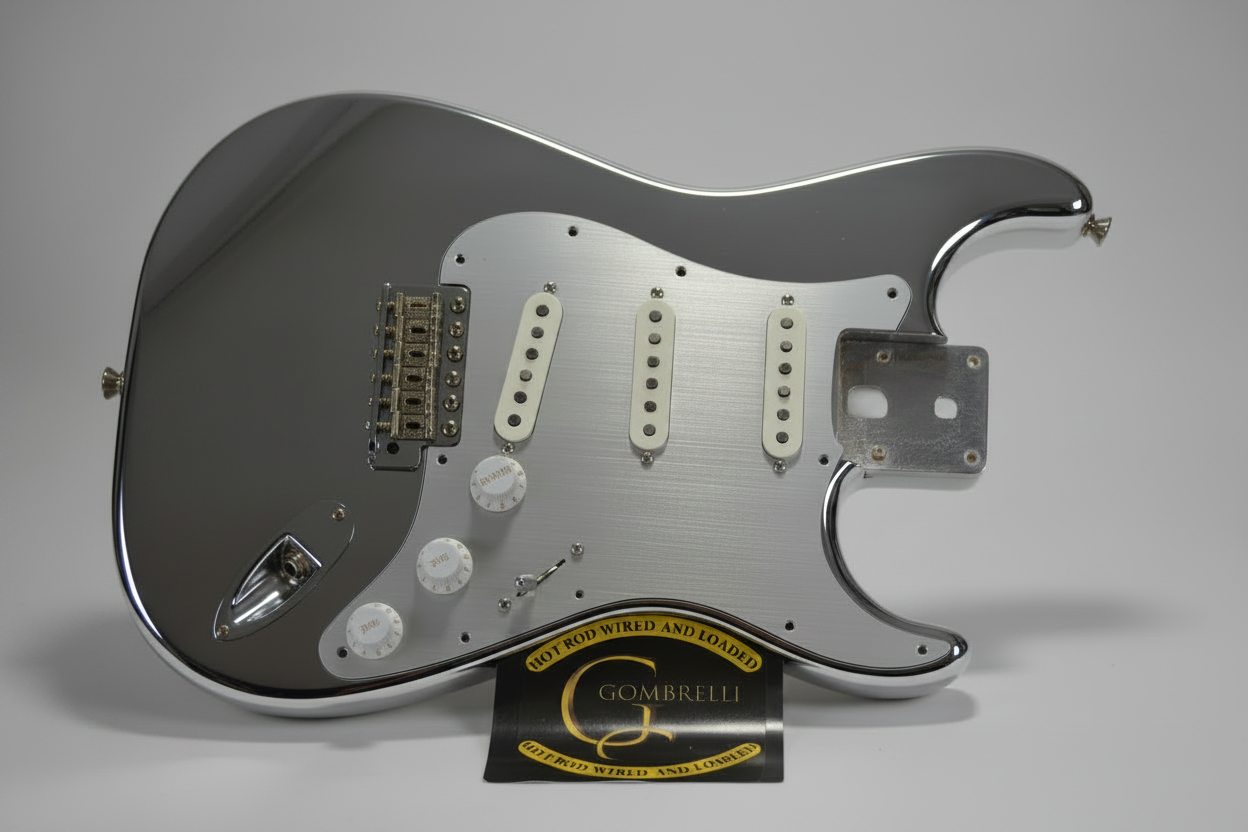 Silver Beatle Powershifter™ Hot Wired Anodized Stratocaster Pickguard