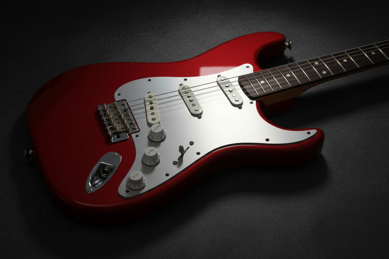 Silver Beatle Powershifter™ Hot Wired Anodized Stratocaster Pickguard