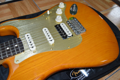 FSR Amber Transparent Stratocaster TBX Boost, Noiseless with Atomic Bucker