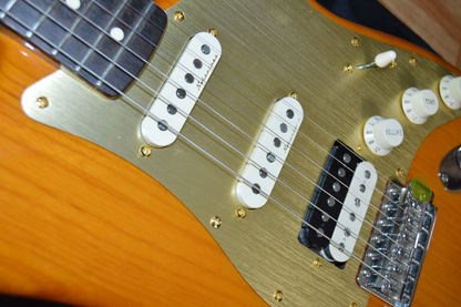 FSR Amber Transparent Stratocaster TBX Boost, Noiseless with Atomic Bucker