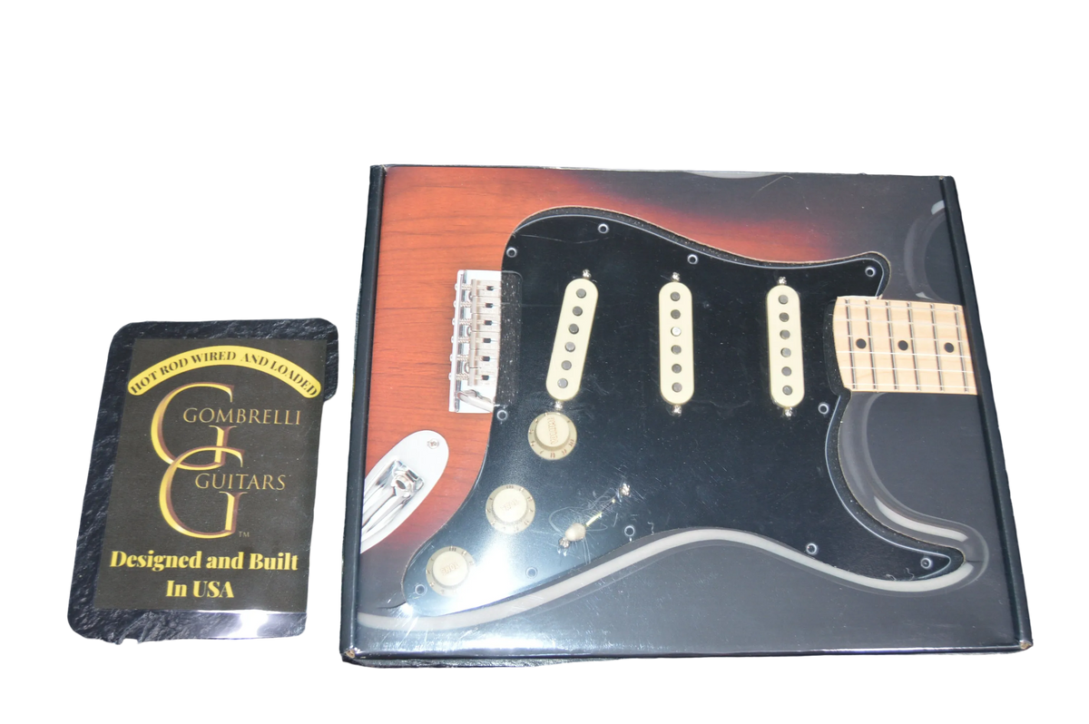 Pre-Wired Strat Pickguard, Tex-Mex SSS, Black 11 Hole PG