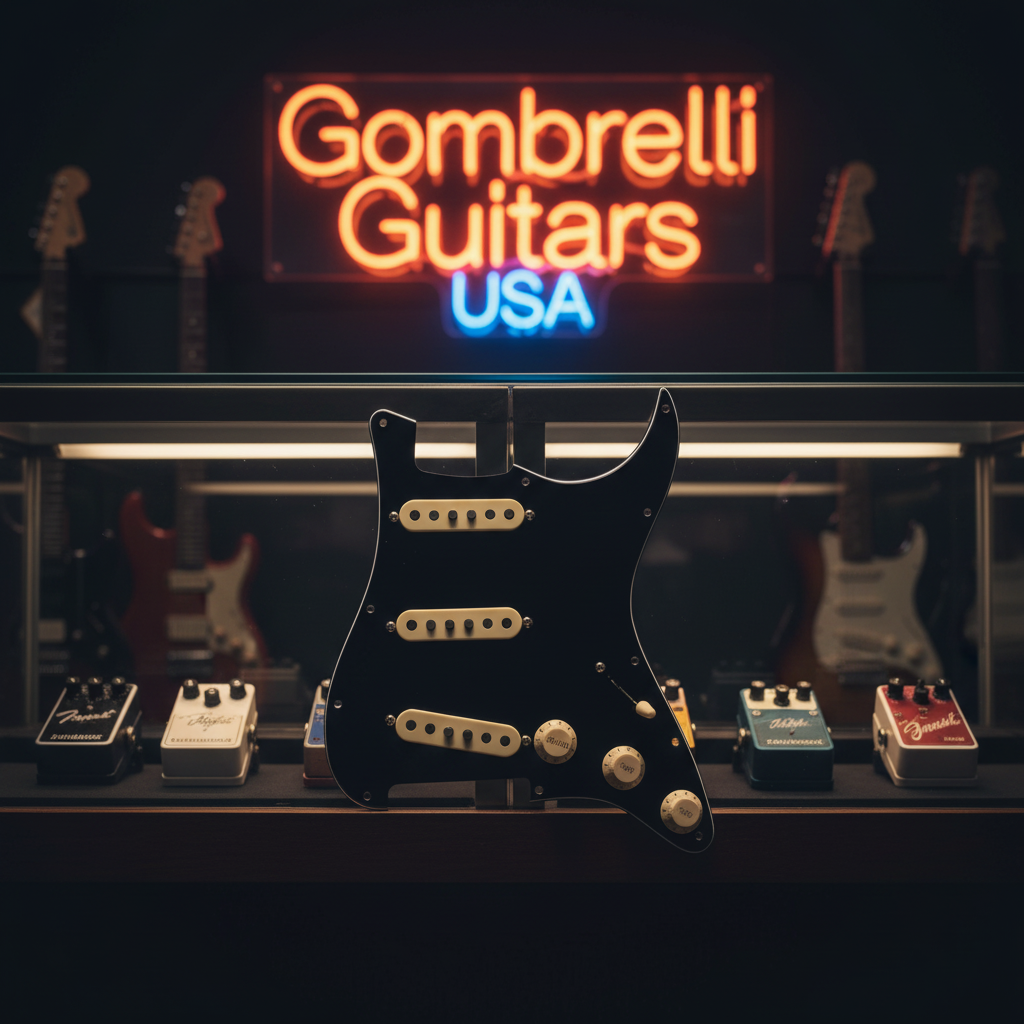 Pre-Wired Strat Pickguard, Tex-Mex SSS, Black 11 Hole PG