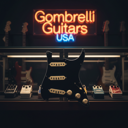 Pre-Wired Strat Pickguard, Tex-Mex SSS, Black 11 Hole PG